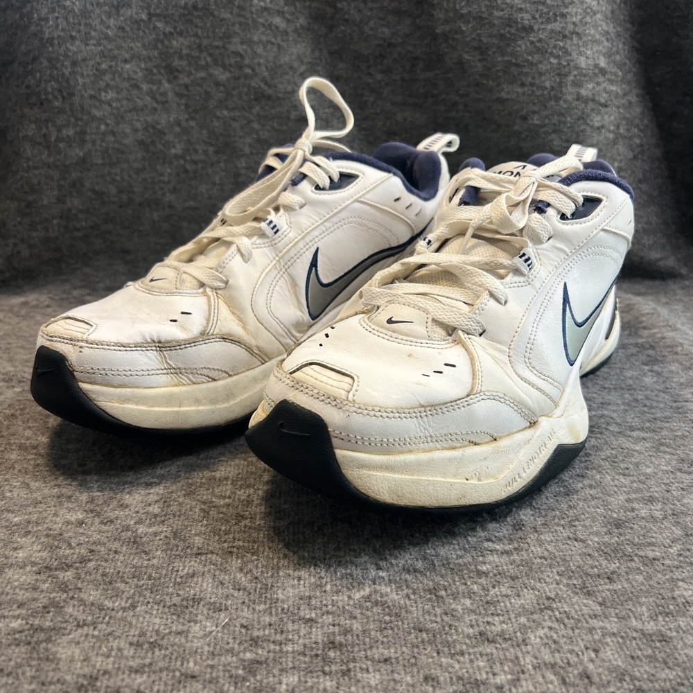 Nike Air Monarch IV Cross Trainer White/Metallic Silver Shoes Men's Size‎ 11.5